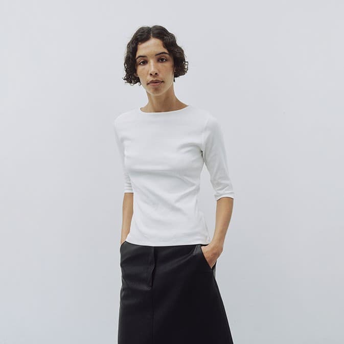 Slim Boat-Neck Tee (Ivory)