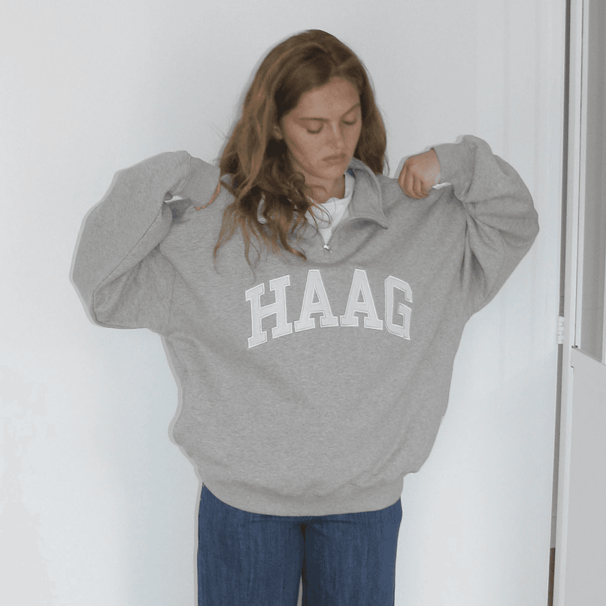 a haag half zip-up (grey)