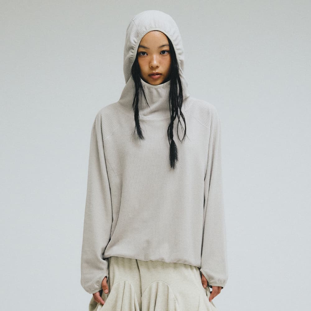 WARM GRID HOOD, GRAY