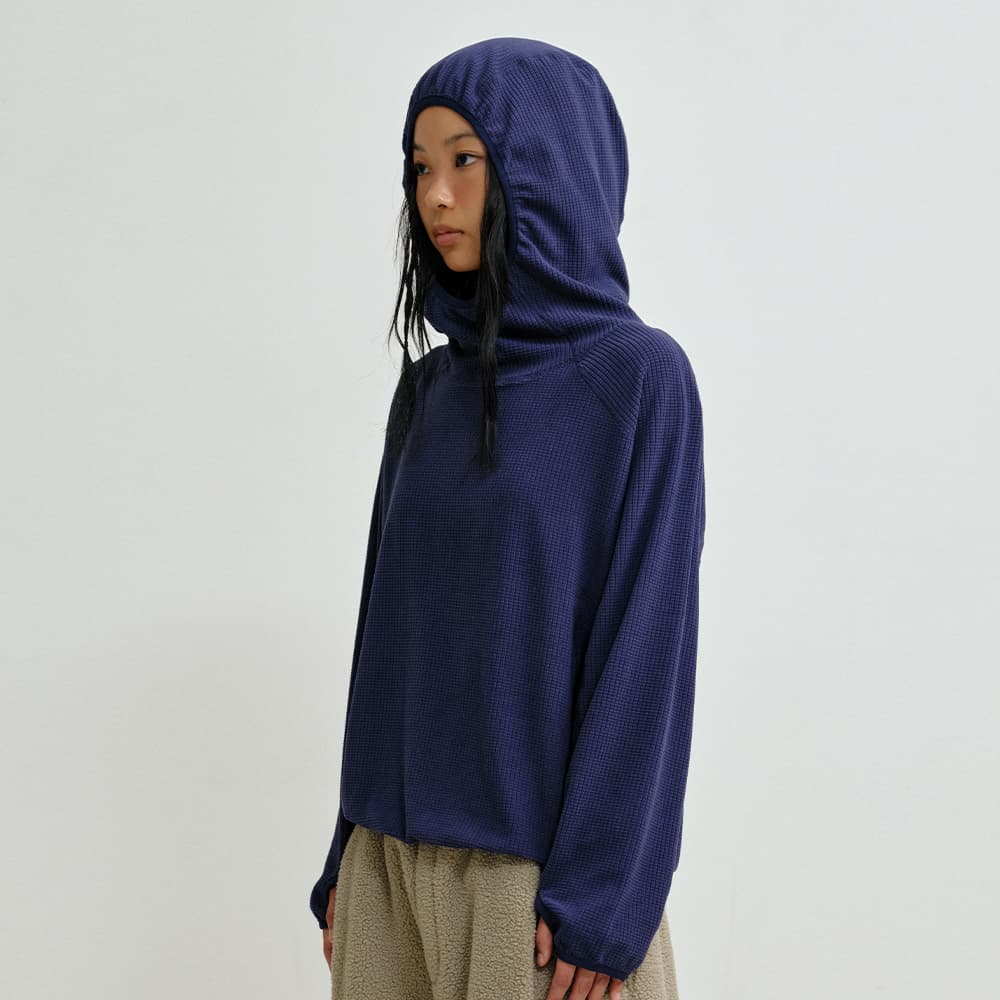 WARM GRID HOOD, NAVY