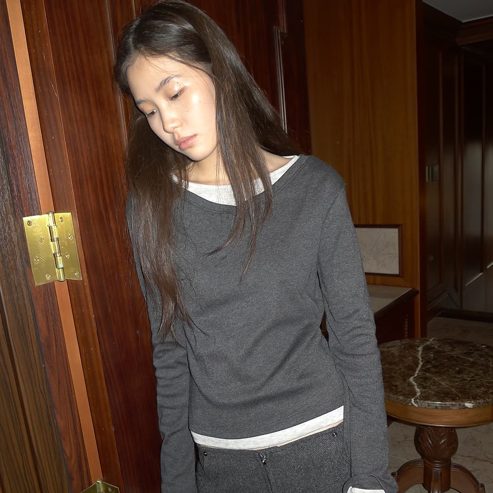Double Layer Tee_Charcoal/Gray