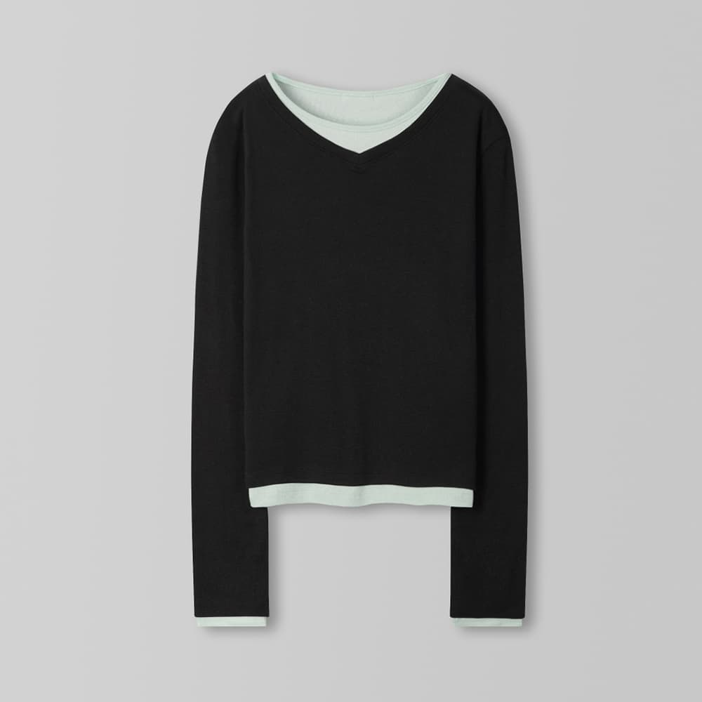 Double Layer Tee_Black/Mint