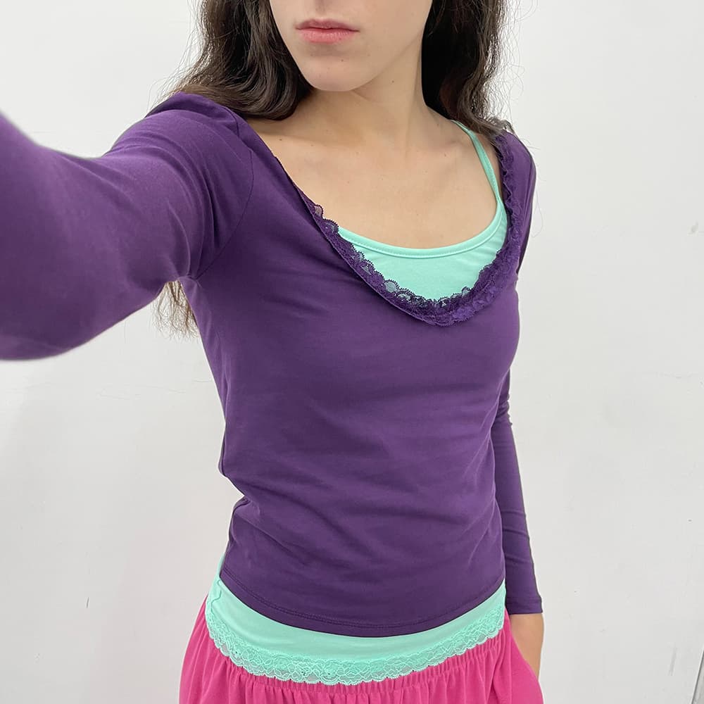PWC (SET) LACE TRIM LAYERED TOP_7COLOR