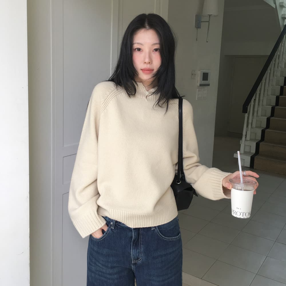 [1차 리오더][with 곰송이] Wholegarment button hood knit_3colors
