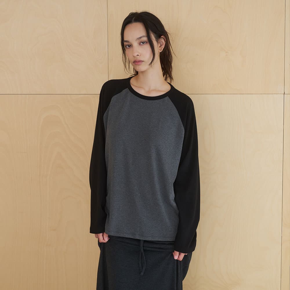 [2nd] Claire raglan t-shirt_charcoal/black