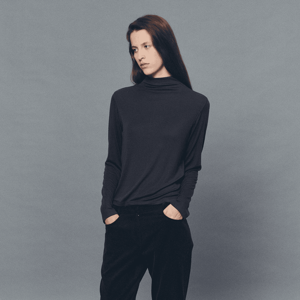 [2nd] Stretch Tencel Turtleneck Top_4colors