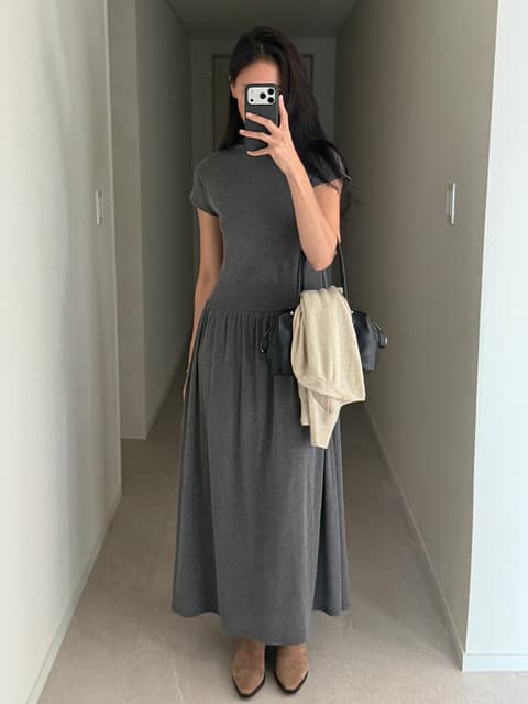 [단독] MELISA SHIRRING ONE PIECE_CHARCOAL