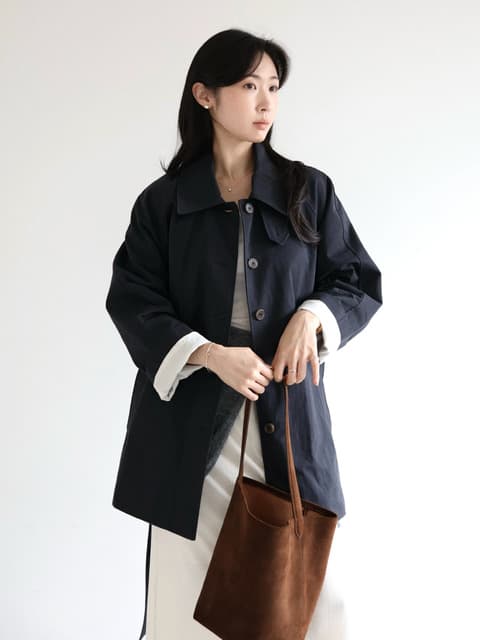 [단독] 베런 하프트렌치 코트 [navy]