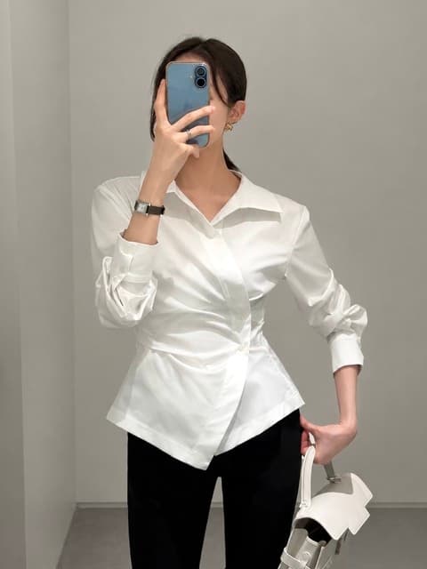 Draping Wrap Shirt_Ivory
