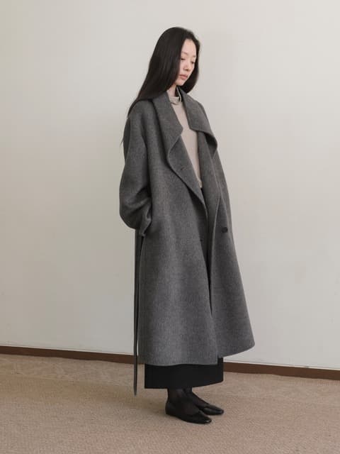 알마 하이넥 캐시미어 핸드메이드 코트[gray]