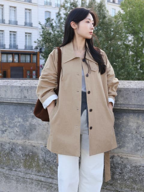 [단독] 베런 하프트렌치 코트 [beige]