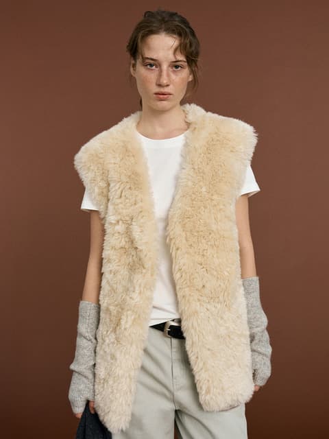 HARNEY FUR VEST_CREAM