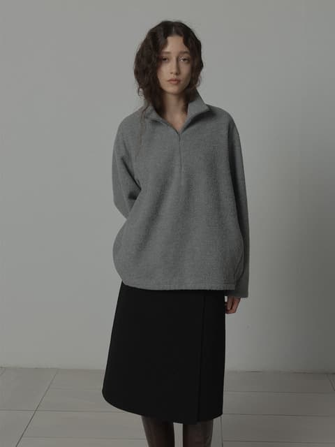 FLEECE HALF-ZIP TOP [GREY]