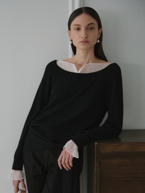 BRUNE Organza layered knit (Black/Charcoal)