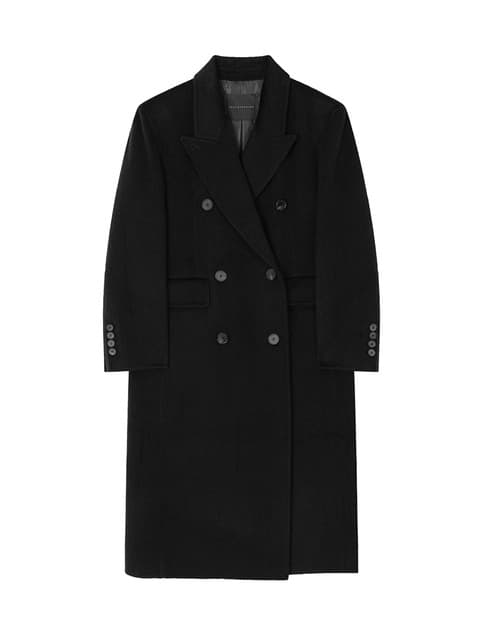Peaked-Lapel Double-Breasted Handmade Coat [ Black ]
