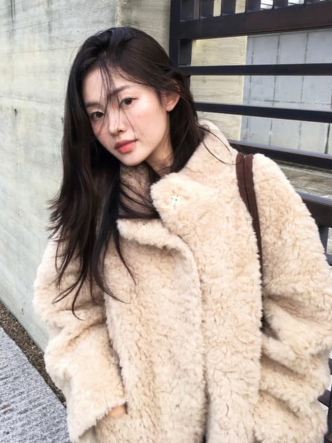 부클 퍼 울 코트 (3COLOR) + CARE SET