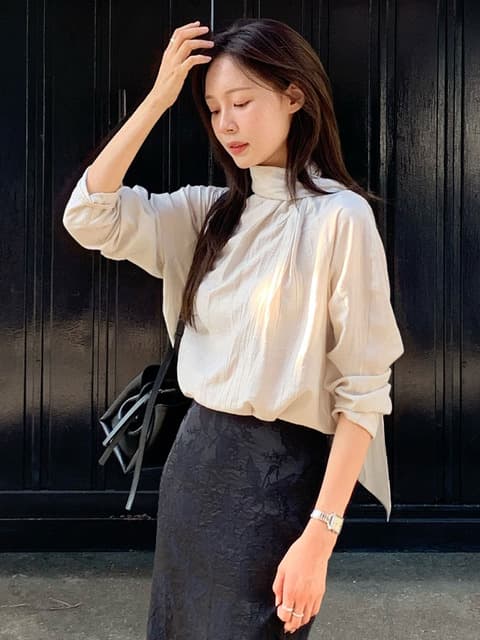 Crinkle Scarf Tie Blouse SW6AB880_2color