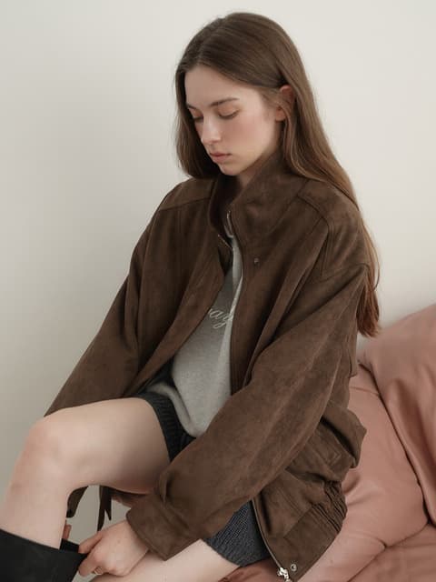 [단독]High Neck Suede Zip-Up Jacket_2color