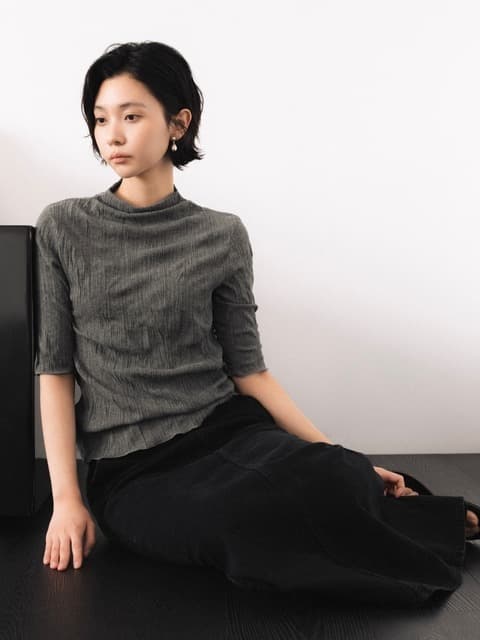 앨리 주름 티셔츠[charcoal]
