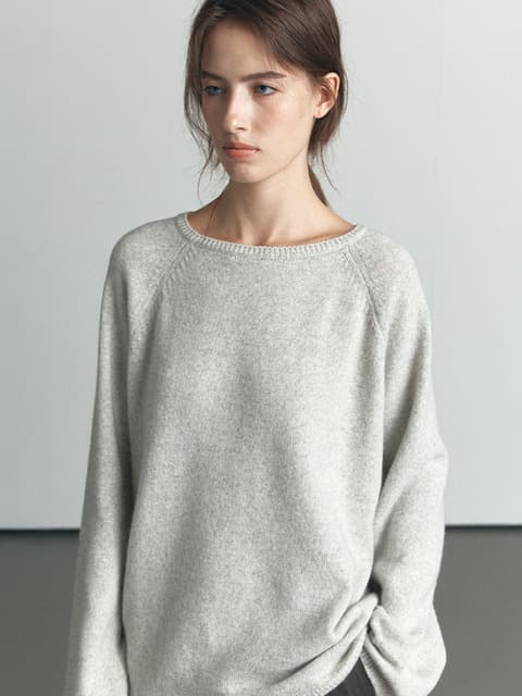 Loose fit merino wool knit [KNFW06KN03]_Light gray