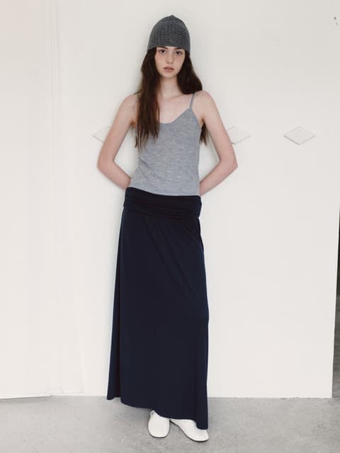 [2nd] Poy Shirring Skirt (Navy)