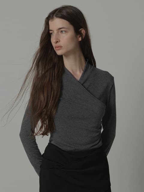 SOFT WRAP TOP [GREY] 10/21