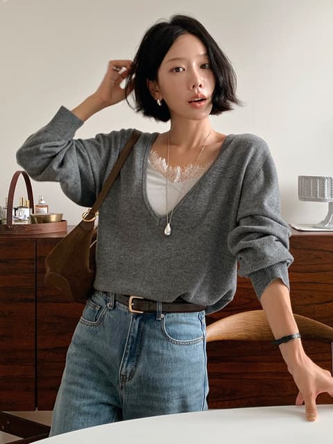 캐시미어 딥 브이넥 니트 / CASHMERE DEEP V-NECK KNIT_5colors